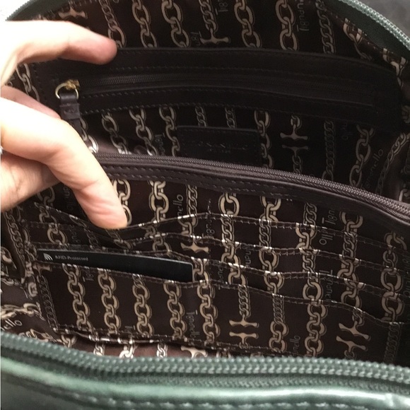 TIGNANELLO VIENNA WOVEN GREEN LEATHER SMALL DOME SATCHEL HAND/ CROSSBODY BAG - Picture 9 of 13